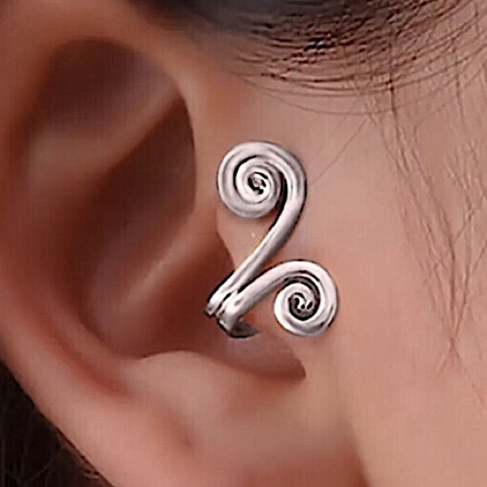 💜10/$25💜NEW Silver Double Swirl Tragus Ear Cuff Earring - Picture 1 of 9